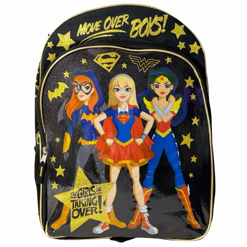 DC Super Hero Girls Backpack NWT Defect 16" Move Over Boys Glitter School Bag